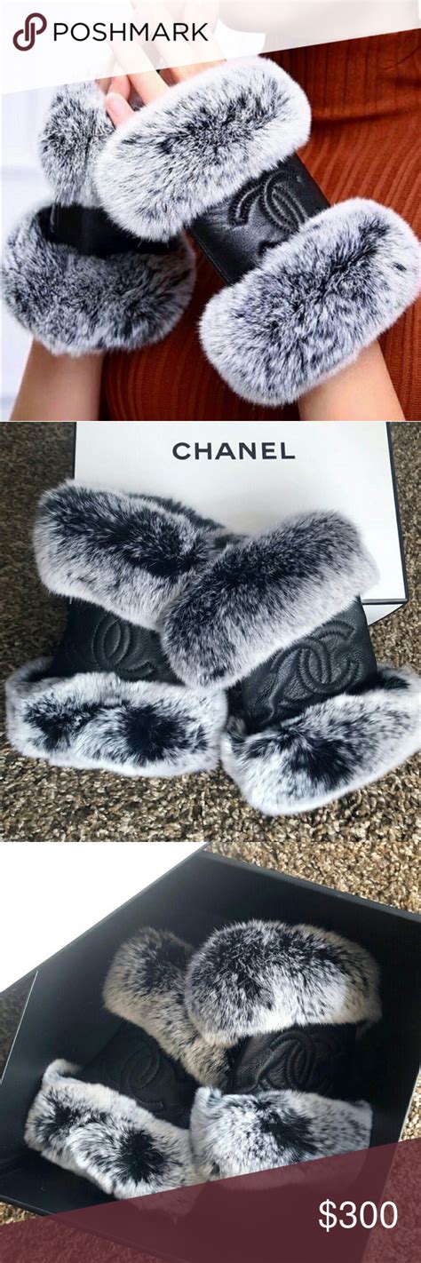 chanel fur gloves|chanel fingerless gloves.